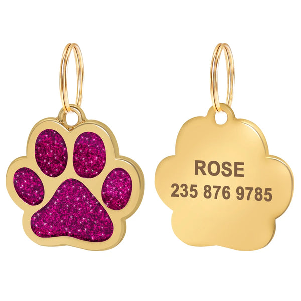Load image into Gallery viewer, Gold Paw Pet Tag - Personalised Engraving