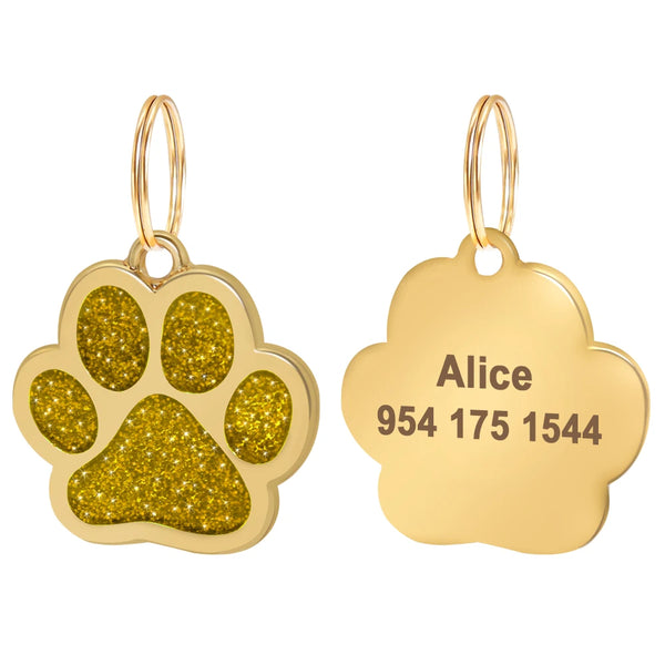 Load image into Gallery viewer, Gold Paw Pet Tag - Personalised Engraving