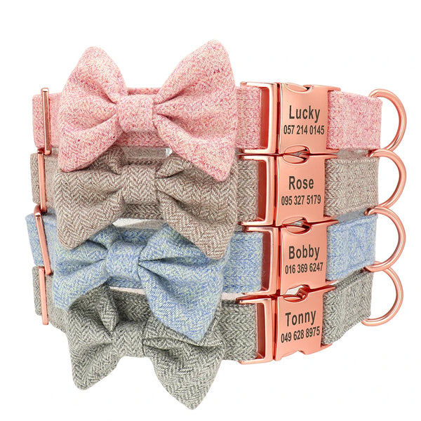 Load image into Gallery viewer, Houndstooth Bow Tie - Personalised Collar