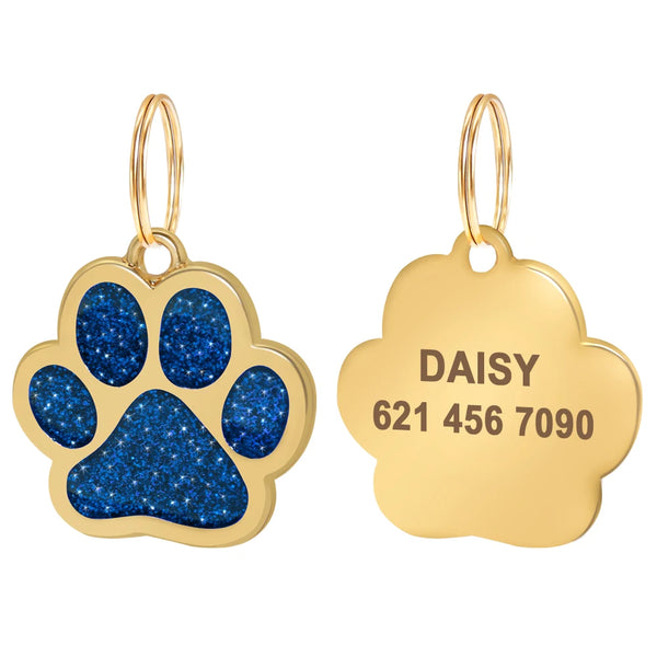 Load image into Gallery viewer, Gold Paw Pet Tag - Personalised Engraving