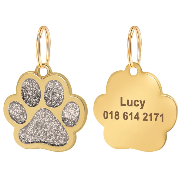 Load image into Gallery viewer, Gold Paw Pet Tag - Personalised Engraving