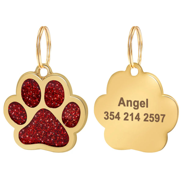 Load image into Gallery viewer, Gold Paw Pet Tag - Personalised Engraving