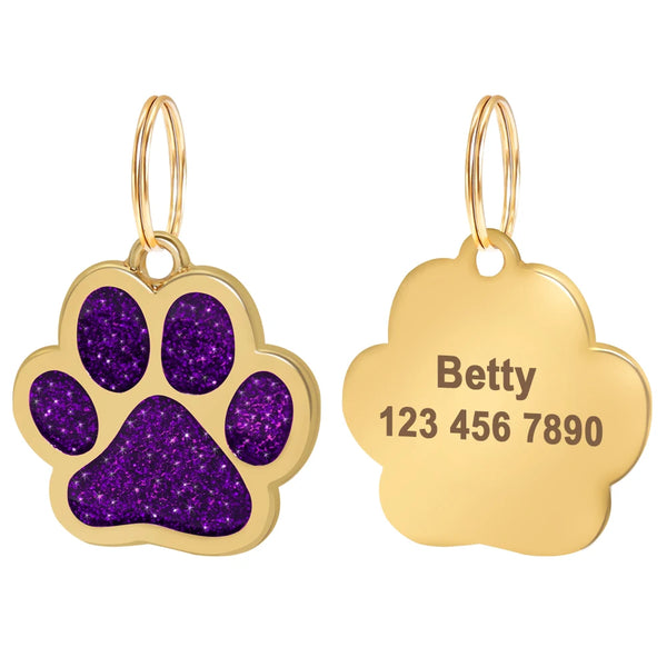 Load image into Gallery viewer, Gold Paw Pet Tag - Personalised Engraving
