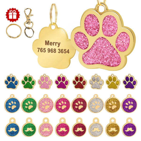 Load image into Gallery viewer, Gold Paw Pet Tag - Personalised Engraving