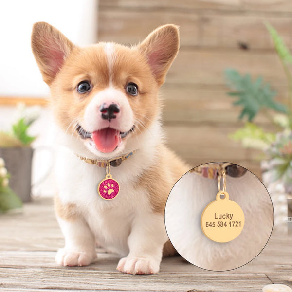 Load image into Gallery viewer, Gold Paw Pet Tag - Personalised Engraving