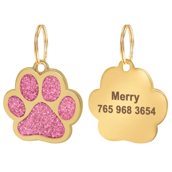 Load image into Gallery viewer, Gold Paw Pet Tag - Personalised Engraving