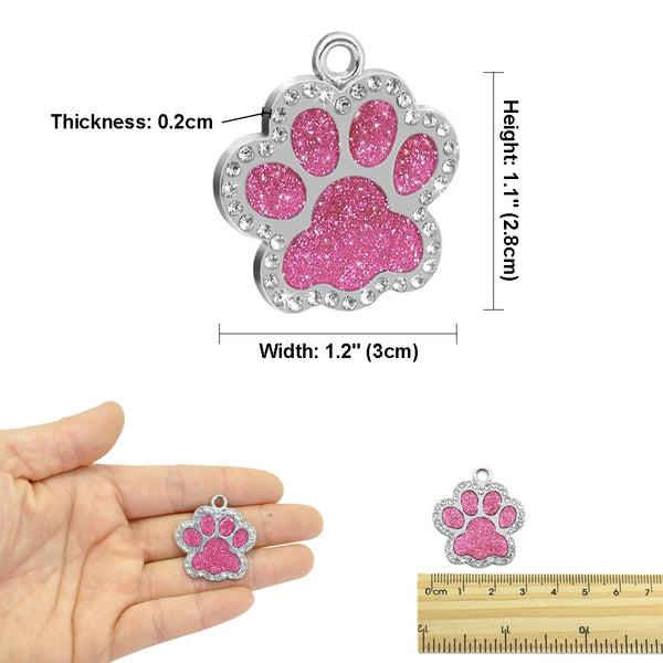 Load image into Gallery viewer, Glitter Paw Rhinestone Pet Tag - Personalised Engraving