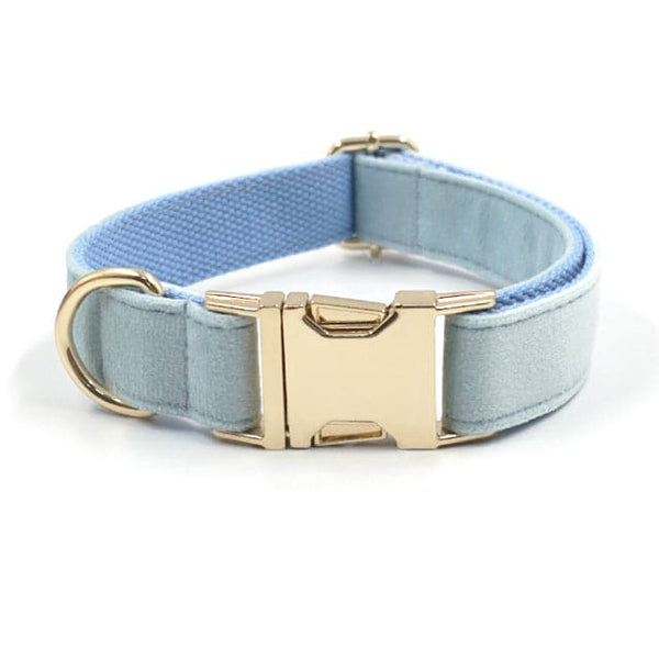 Load image into Gallery viewer, Luxury Velvet Crush Pale Blue - Leash, Poop Bag Holder & Personalised Collar