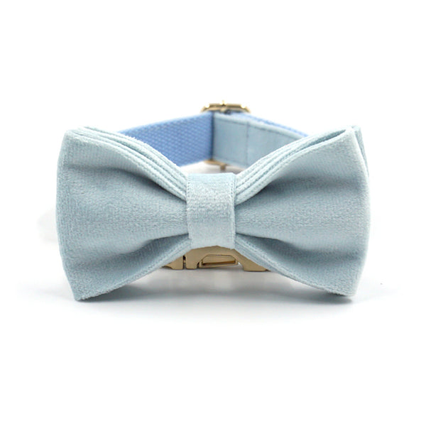 Load image into Gallery viewer, Luxury Velvet Crush Pale Blue - Leash, Poop Bag Holder & Personalised Collar