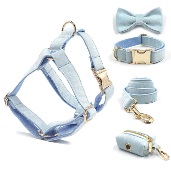 Load image into Gallery viewer, Luxury Velvet Crush Pale Blue - Personalised Harness