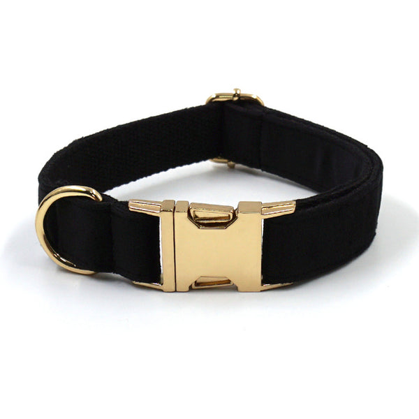 Load image into Gallery viewer, Luxury Velvet Crush Black - Leash, Poop Bag Holder & Personalised Collar