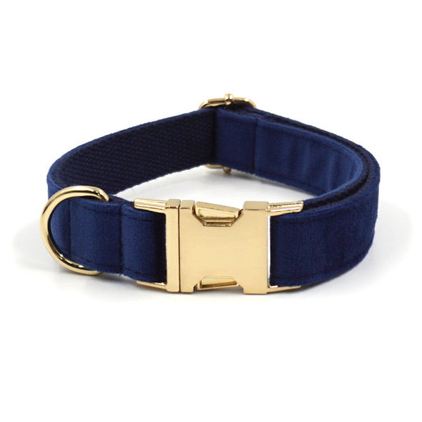 Load image into Gallery viewer, Luxury Velvet Crush Navy - Leash, Poop Bag Holder & Personalised Collar