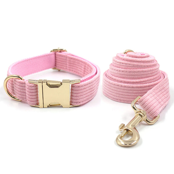 Load image into Gallery viewer, Corduroy Crush Baby Pink - Leash, Poop Bag Holder & Personalised Collar