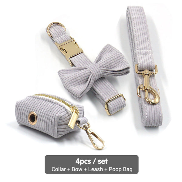 Load image into Gallery viewer, Corduroy Crush Slate - Leash, Poop Bag Holder & Personalised Collar