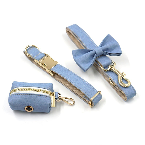 Load image into Gallery viewer, Denim Crush - Leash, Poop Bag Holder & Personalised Collar