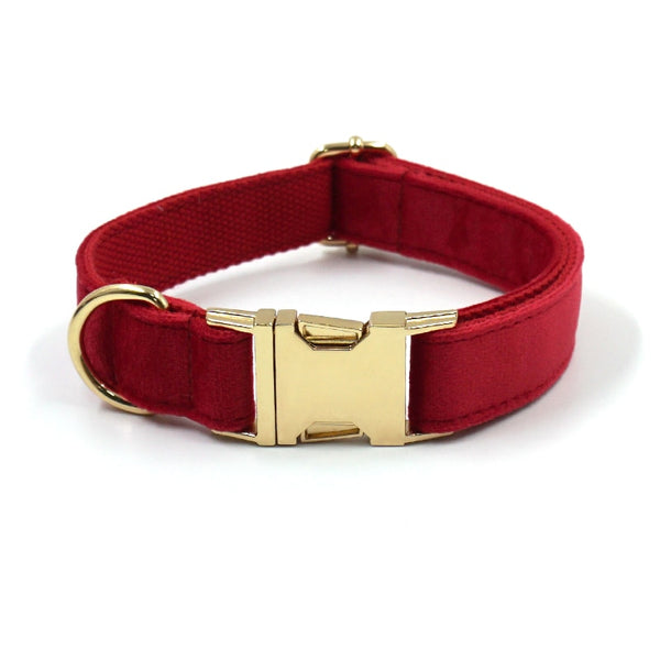 Load image into Gallery viewer, Luxury Velvet Crush Red - Leash, Poop Bag Holder & Personalised Collar