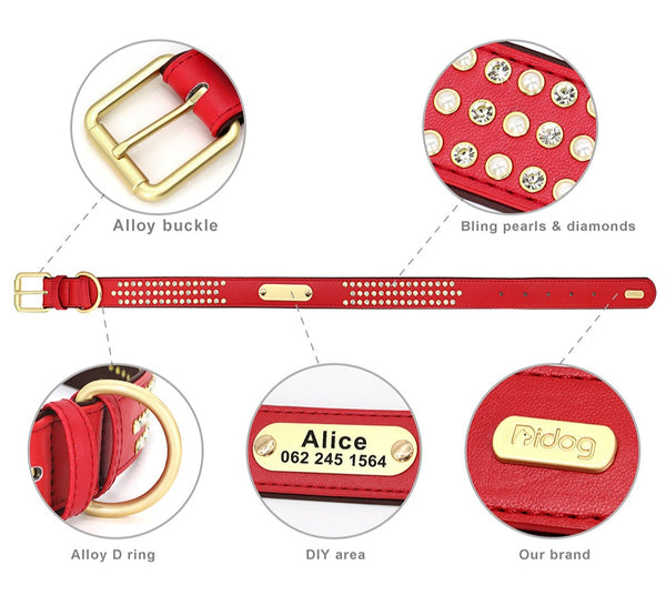 Load image into Gallery viewer, Diamonds and Pearls - Personalised Collar