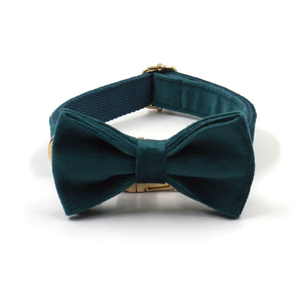 Load image into Gallery viewer, Luxury Velvet Crush Emerald - Leash, Poop Bag Holder & Personalised Collar
