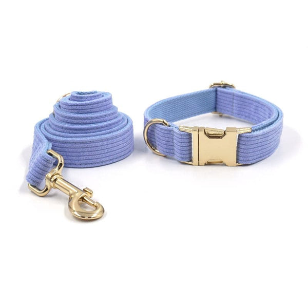 Load image into Gallery viewer, Corduroy Crush Blue - Leash, Poop Bag Holder & Personalised Collar