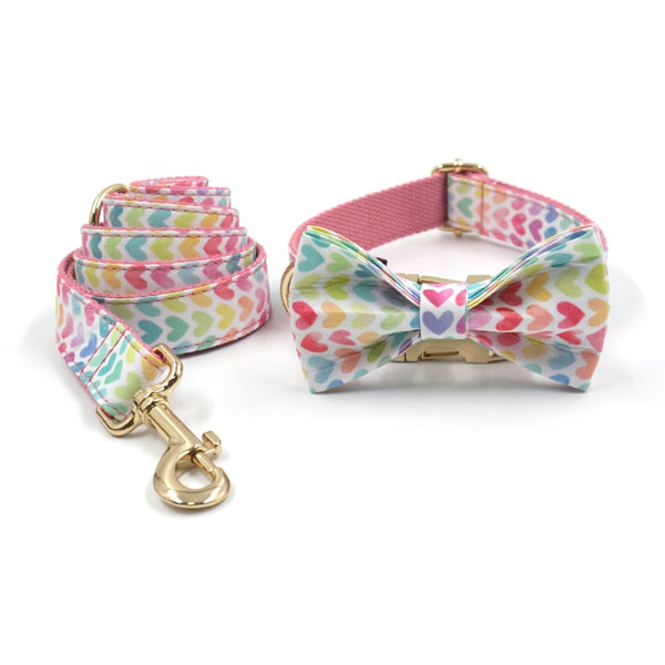 Load image into Gallery viewer, Watercolour Love Pink - Leash, Poop Bag Holder & Personalised Collar