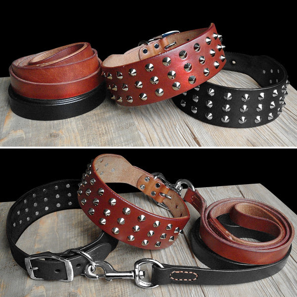 Load image into Gallery viewer, Leather Rivet - 2 Piece Set - Leash & Collar