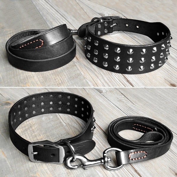 Load image into Gallery viewer, Leather Rivet - 2 Piece Set - Leash & Collar