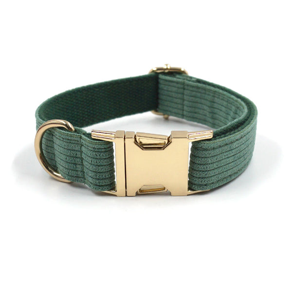 Load image into Gallery viewer, Corduroy Crush Olive - Leash, Poop Bag Holder & Personalised Collar