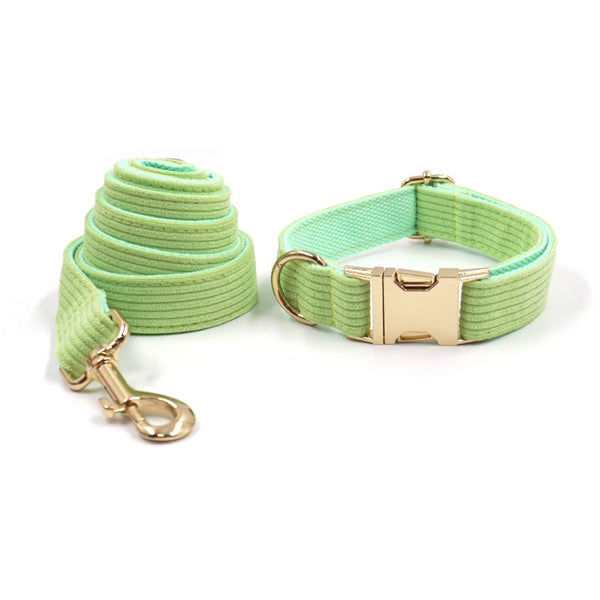 Load image into Gallery viewer, Corduroy Crush Lime - Leash, Poop Bag Holder & Personalised Collar
