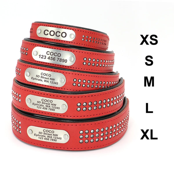 Load image into Gallery viewer, Sparkle Diamond Leather - Personalised Collar