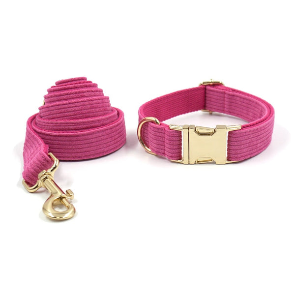 Load image into Gallery viewer, Corduroy Crush Rose - Leash, Poop Bag Holder & Personalised Collar