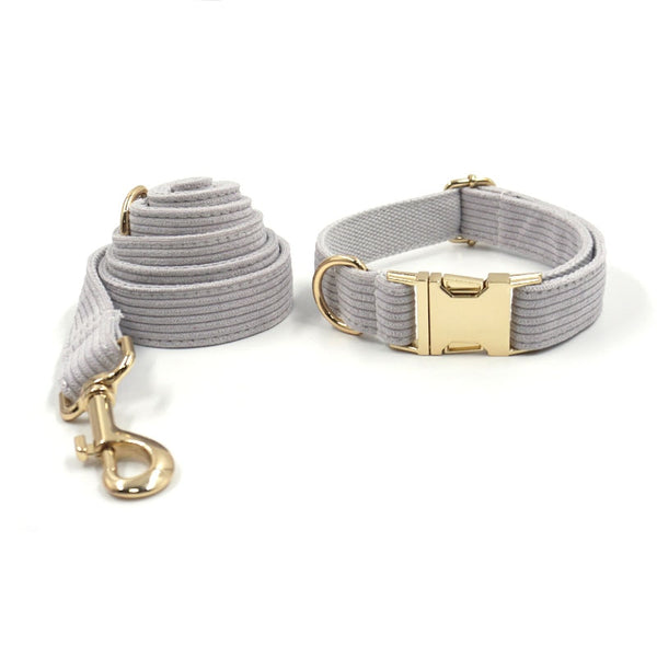 Load image into Gallery viewer, Corduroy Crush Slate - Leash, Poop Bag Holder & Personalised Collar