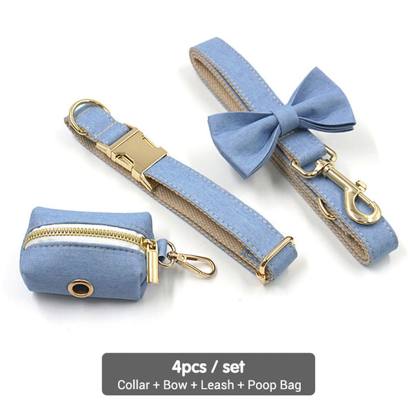 Load image into Gallery viewer, Denim Crush - Leash, Poop Bag Holder & Personalised Collar