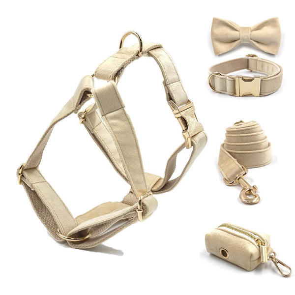 Load image into Gallery viewer, Luxury Velvet Crush Beige - Personalised Harness