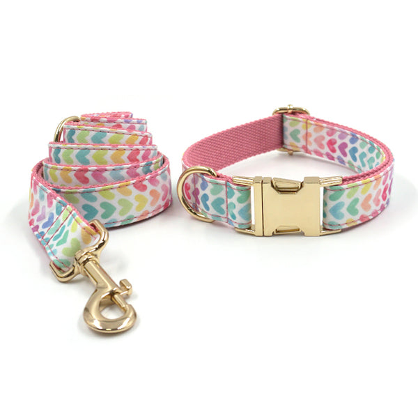 Load image into Gallery viewer, Watercolour Love Pink - Leash, Poop Bag Holder & Personalised Collar