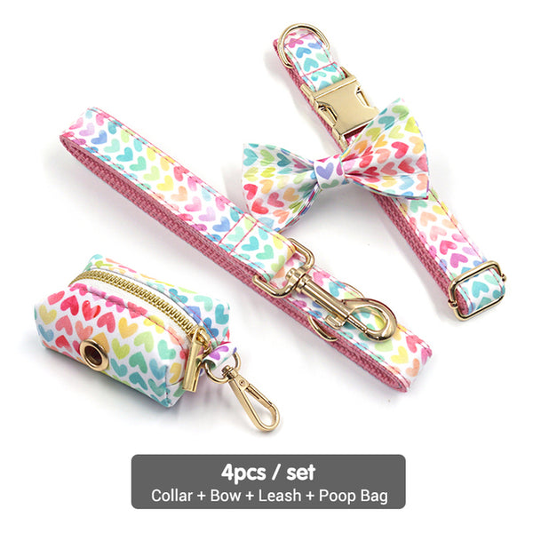 Load image into Gallery viewer, Watercolour Love Pink - Leash, Poop Bag Holder & Personalised Collar