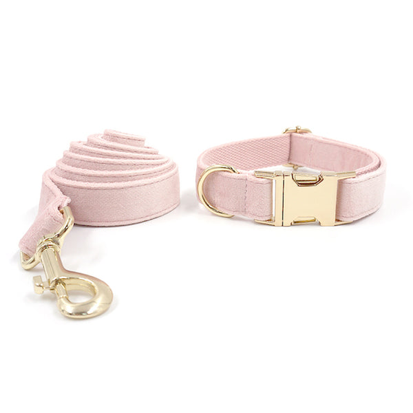 Load image into Gallery viewer, Luxury Velvet Crush Pale Pink - Leash, Poop Bag Holder & Personalised Collar