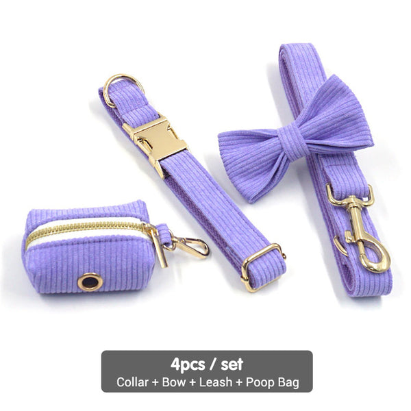 Load image into Gallery viewer, Corduroy Crush Lavender - Leash, Poop Bag Holder & Personalised Collar