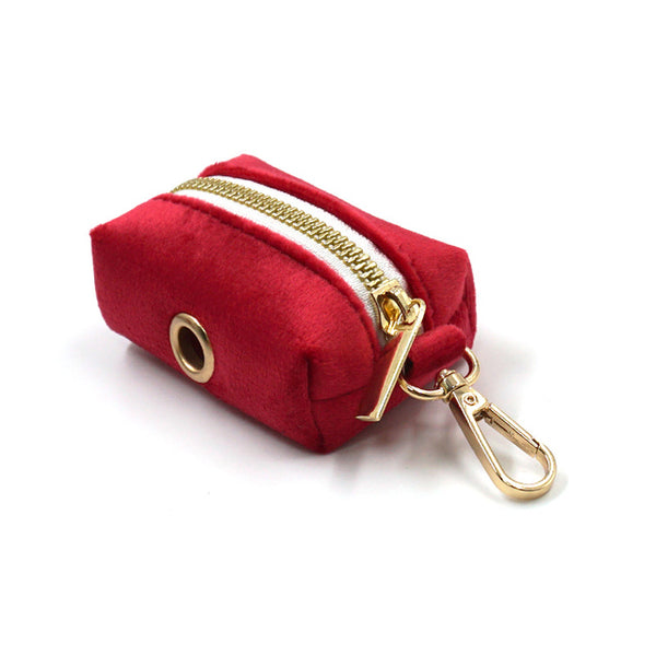 Load image into Gallery viewer, Luxury Velvet Crush Red - Leash, Poop Bag Holder & Personalised Collar
