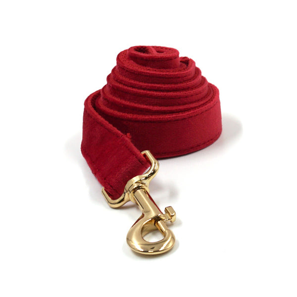Load image into Gallery viewer, Luxury Velvet Crush Red - Leash, Poop Bag Holder & Personalised Collar