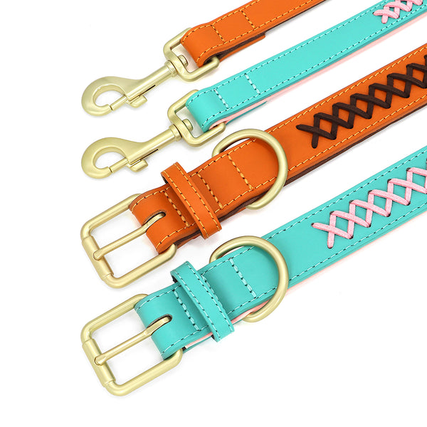 Load image into Gallery viewer, Colour Plait Gold Limited - 2 Piece Set - Leash & Personalised Collar