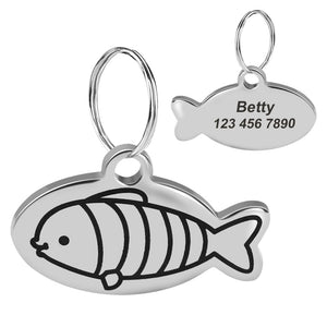Cat Fish Pet Tag - Personalised Engraving