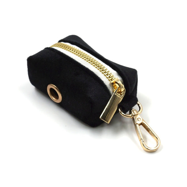 Load image into Gallery viewer, Luxury Velvet Crush Black - Leash, Poop Bag Holder & Personalised Collar