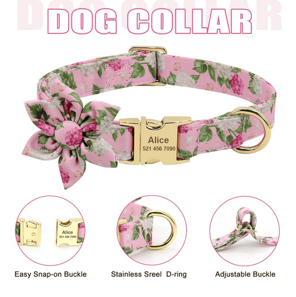 Load image into Gallery viewer, Personalised floral dog collar