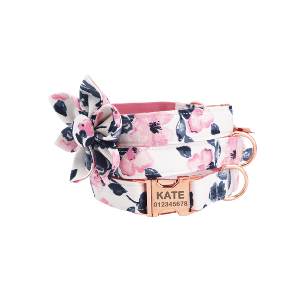 Load image into Gallery viewer, Floral Blush - 2 Piece Set - Leash & Personalised Collar