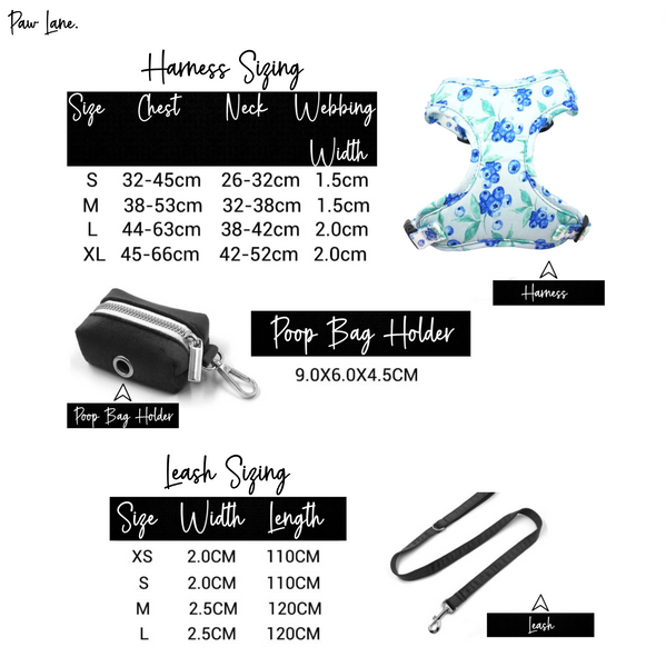 Load image into Gallery viewer, Blueberry Dreamz - Harness, Leash, Poop Bag Holder and Collar