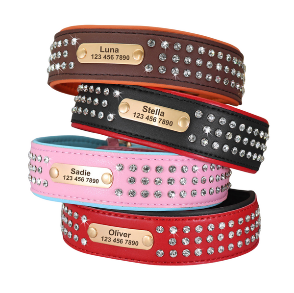 Load image into Gallery viewer, Lush Diamonds Leather - Personalised Collar
