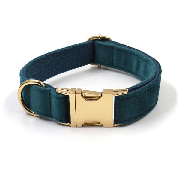 Load image into Gallery viewer, Luxury Velvet Crush Emerald - Leash, Poop Bag Holder & Personalised Collar