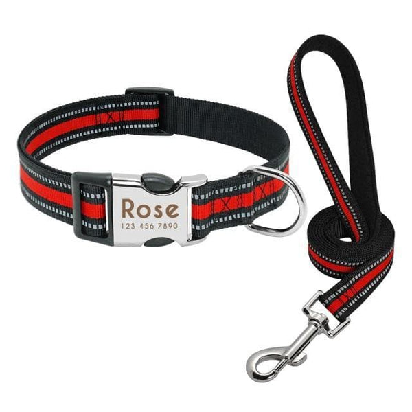 Load image into Gallery viewer, Personalised dog collar with engraving and matching leash set
