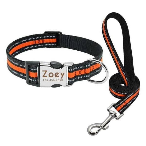 Load image into Gallery viewer, Personalised dog collar with engraving and matching leash set