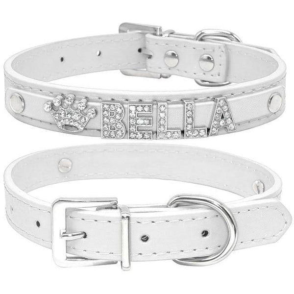 Load image into Gallery viewer, Bling rhinestone charm personalised collar white